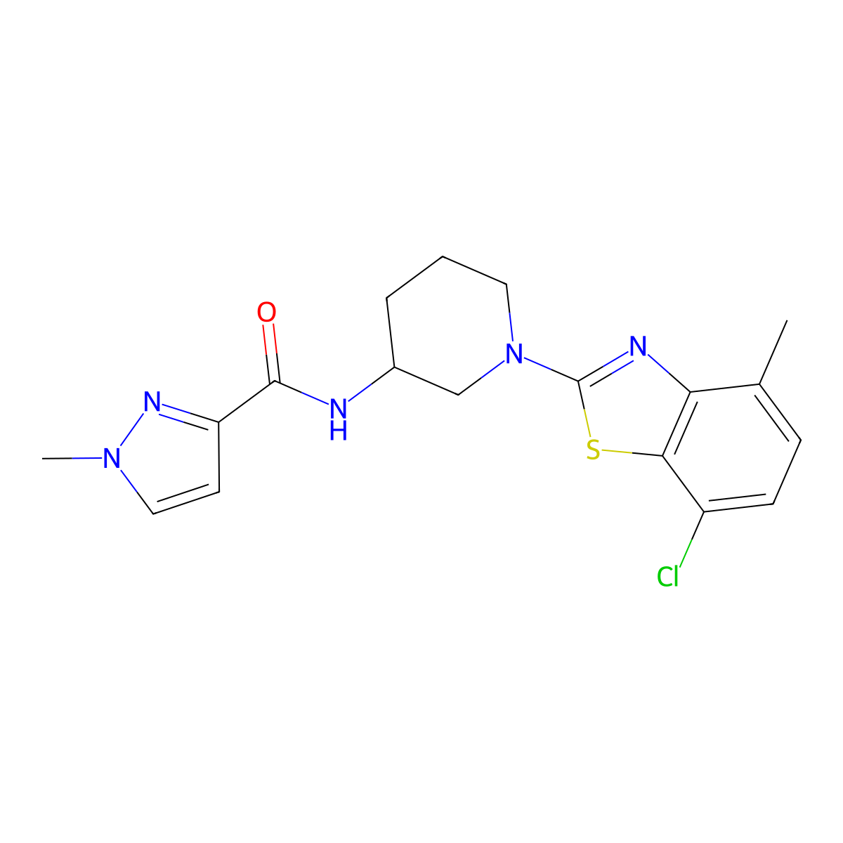 N-[1-(7-chloro-4-methyl-1,3-benzothiazol-2-yl)piperidin-3-yl]-1-methyl-1H-pyrazole-3-carboxamide molecular structure, CAS 3054587-74-2