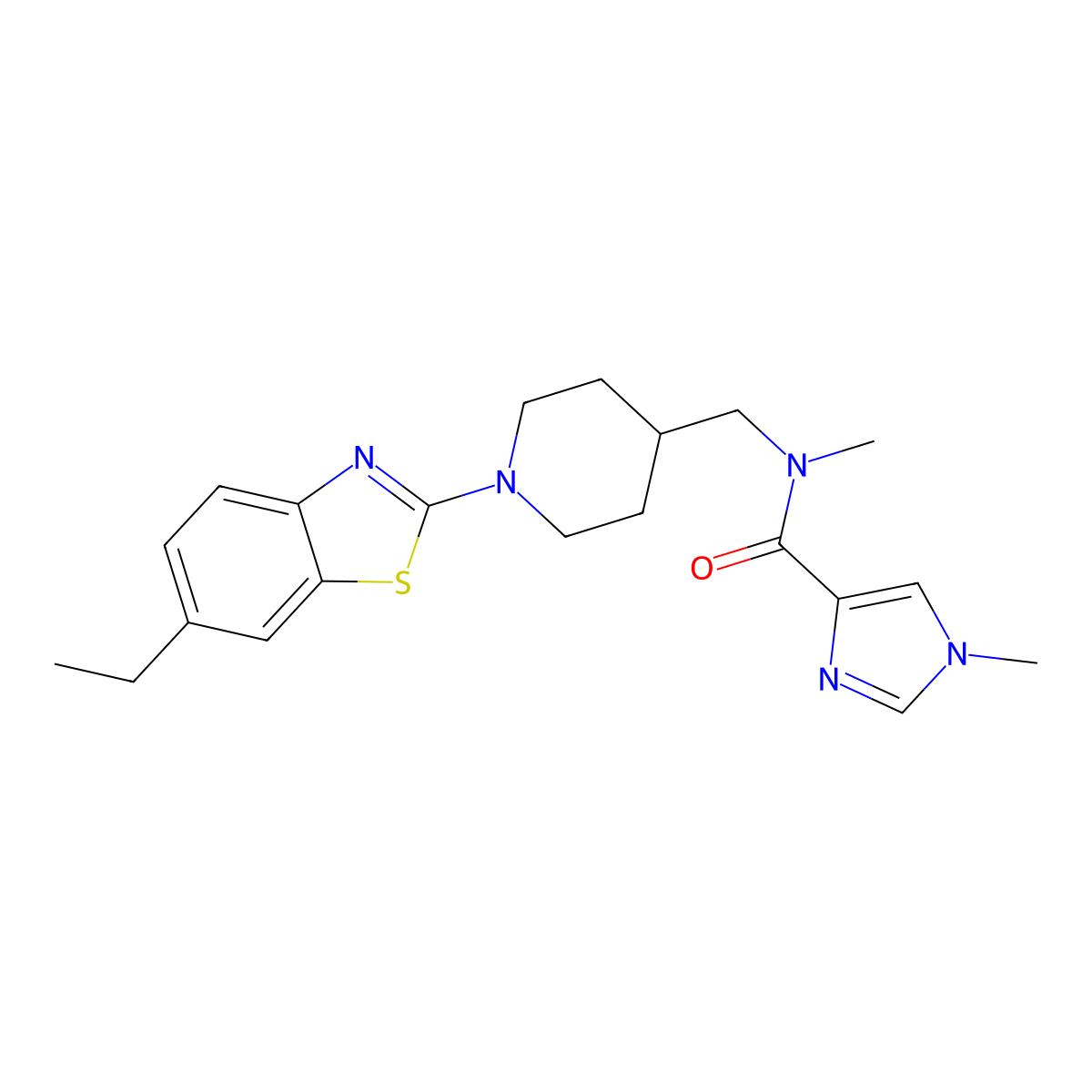 N-{[1-(6-ethyl-1,3-benzothiazol-2-yl)piperidin-4-yl]methyl}-N,1-dimethyl-1H-imidazole-4-carboxamide molecular structure, CAS 3054587-75-3
