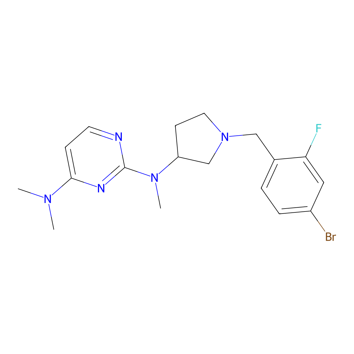 N2-{1-[(4-bromo-2-fluorophenyl)methyl]pyrrolidin-3-yl}-N2,N4,N4-trimethylpyrimidine-2,4-diamine molecular structure, CAS 3054587-76-4