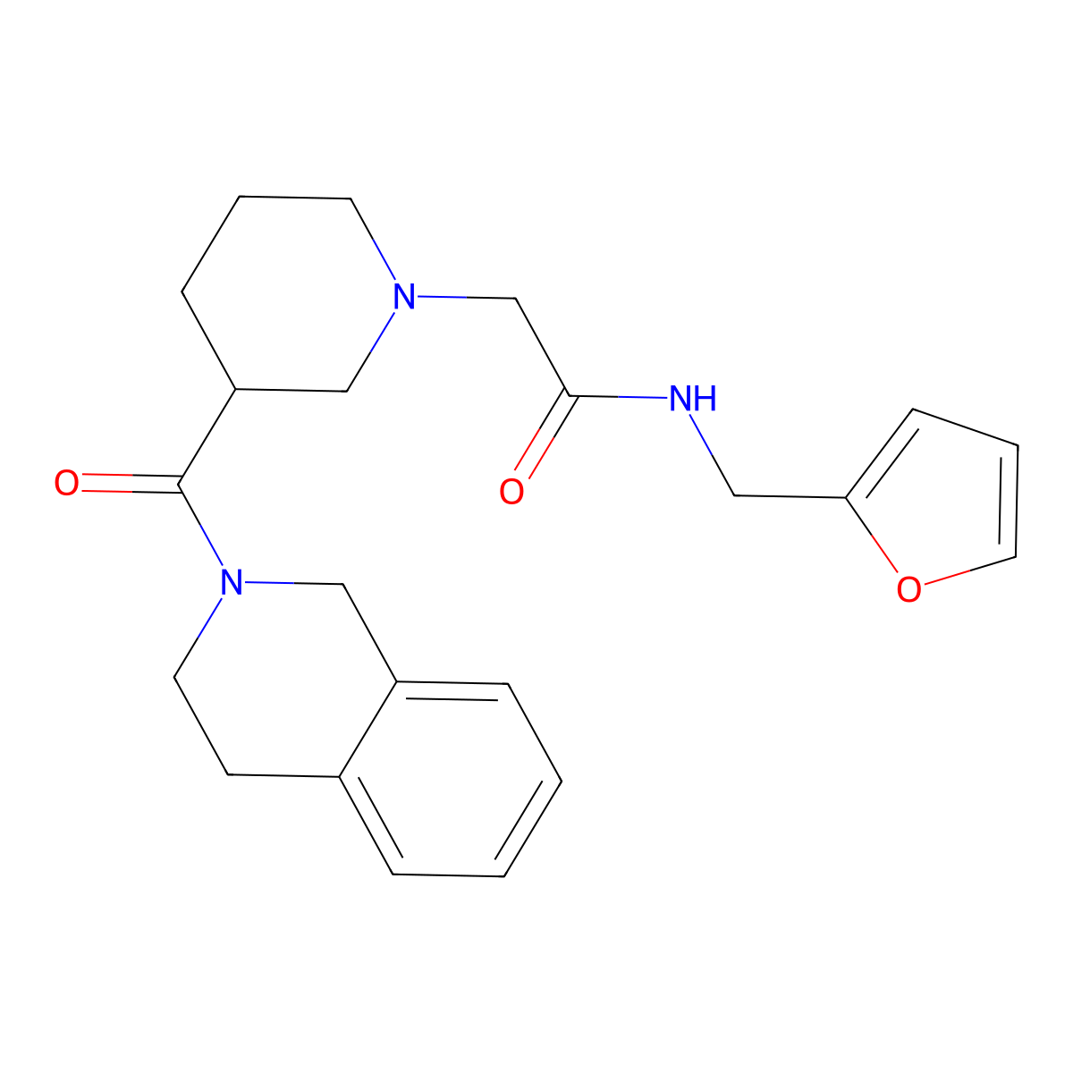 N-[(furan-2-yl)methyl]-2-[3-(1,2,3,4-tetrahydroisoquinoline-2-carbonyl)piperidin-1-yl]acetamide molecular structure, CAS 3054587-77-5