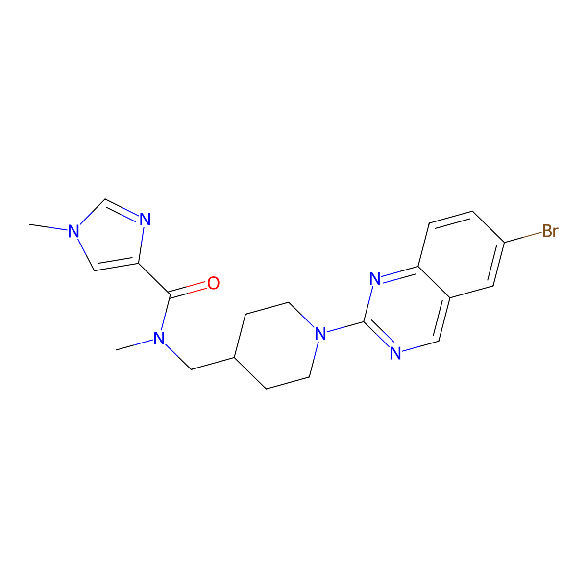 N-{[1-(6-bromoquinazolin-2-yl)piperidin-4-yl]methyl}-N,1-dimethyl-1H-imidazole-4-carboxamide molecular structure, CAS 3054587-84-4