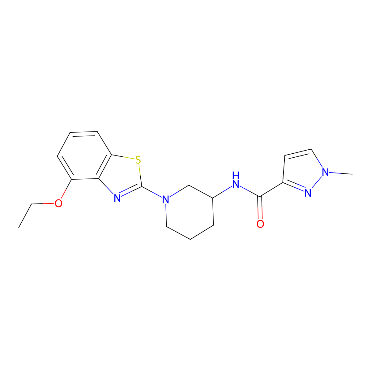 N-[1-(4-ethoxy-1,3-benzothiazol-2-yl)piperidin-3-yl]-1-methyl-1H-pyrazole-3-carboxamide molecular structure, CAS 3054587-87-7