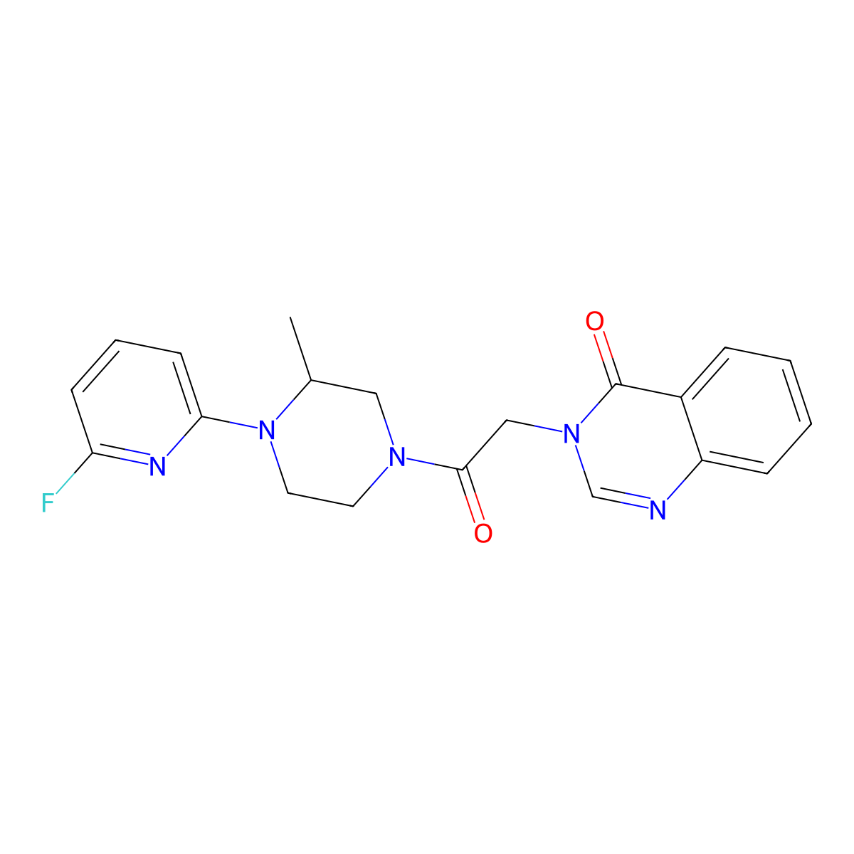 3-{2-[4-(6-Fluoropyridin-2-yl)-3-methylpiperazin-1-yl]-2-oxoethyl}-3,4-dihydroquinazolin-4-one molecular structure, CAS 3054587-90-2