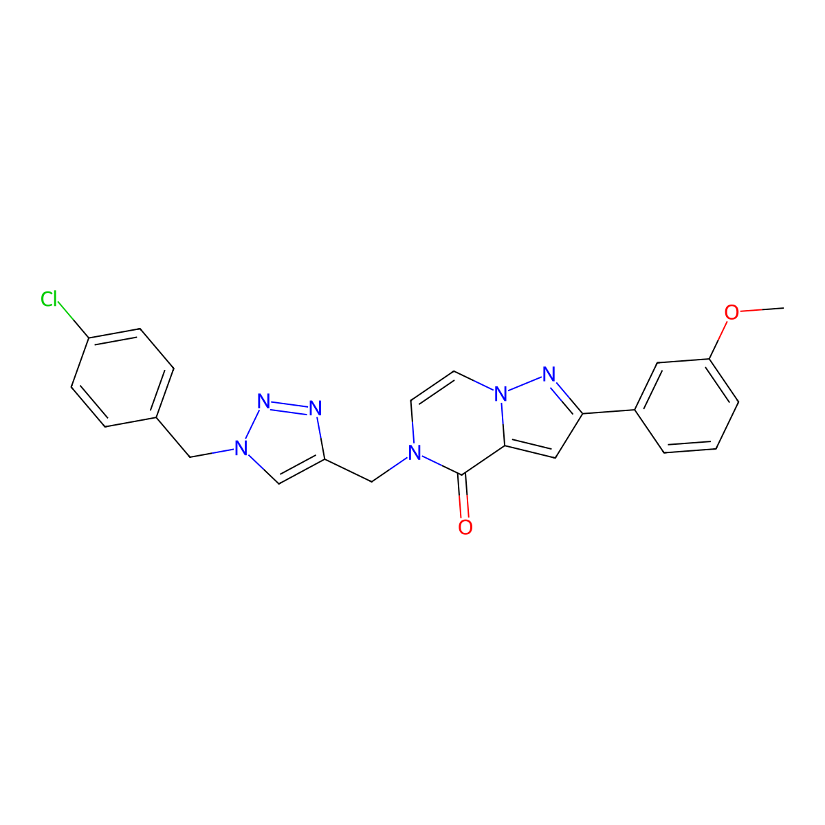 5-({1-[(4-chlorophenyl)methyl]-1H-1,2,3-triazol-4-yl}methyl)-2-(3-methoxyphenyl)-4H,5H-pyrazolo[1,5-a]pyrazin-4-one molecular structure, CAS 3054587-93-5