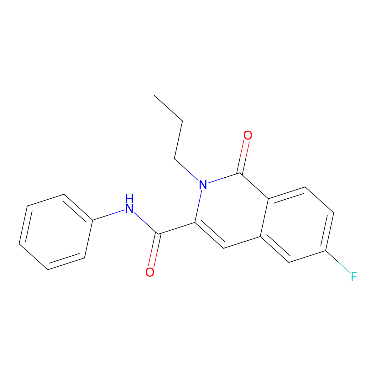 6-fluoro-1-oxo-N-phenyl-2-propyl-1,2-dihydroisoquinoline-3-carboxamide molecular structure, CAS 3054587-96-8