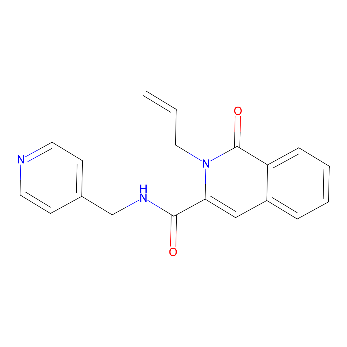 1-oxo-2-(prop-2-en-1-yl)-N-[(pyridin-4-yl)methyl]-1,2-dihydroisoquinoline-3-carboxamide molecular structure, CAS 3054588-01-8