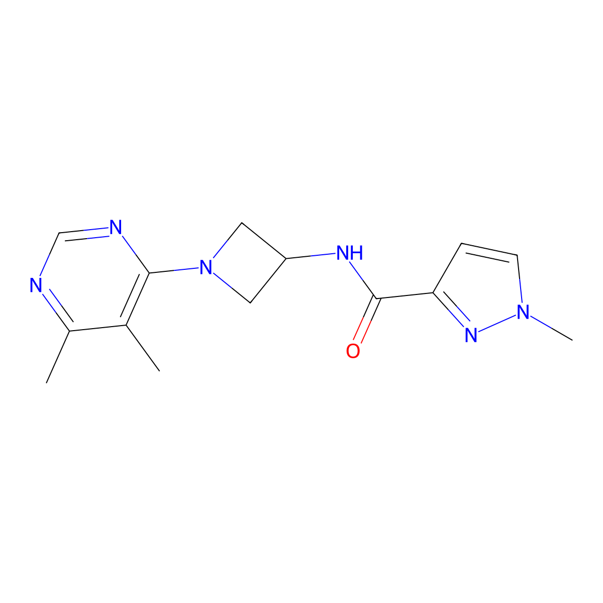 N-[1-(5,6-dimethylpyrimidin-4-yl)azetidin-3-yl]-1-methyl-1H-pyrazole-3-carboxamide molecular structure, CAS 3054588-02-9