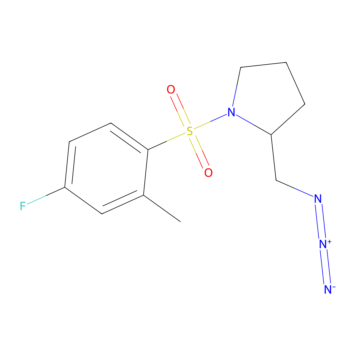 2-(Azidomethyl)-1-(4-fluoro-2-methylphenyl)sulfonylpyrrolidine molecular structure, CAS 3054588-04-1
