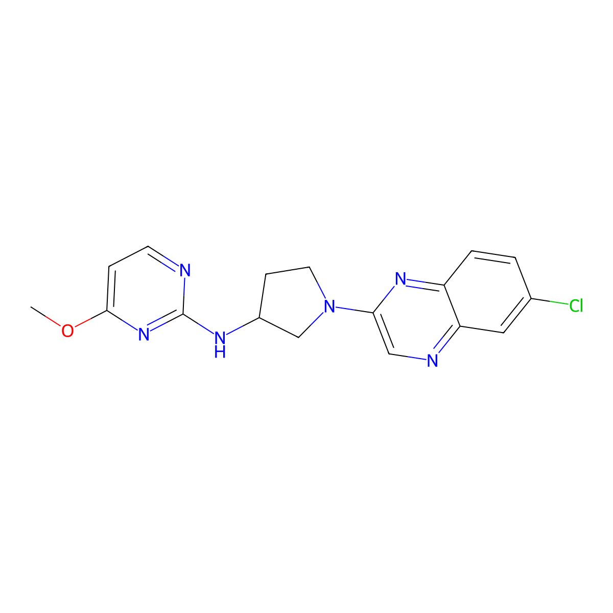 N-[1-(6-chloroquinoxalin-2-yl)pyrrolidin-3-yl]-4-methoxypyrimidin-2-amine molecular structure, CAS 3054588-11-0