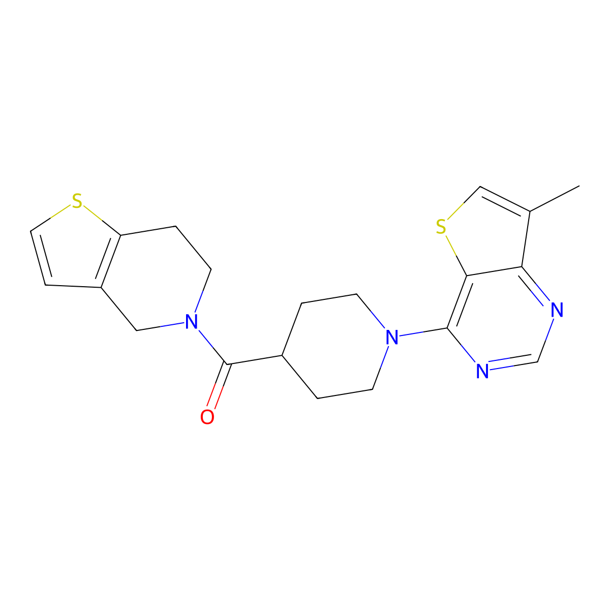 1-{7-methylthieno[3,2-d]pyrimidin-4-yl}-4-{4H,5H,6H,7H-thieno[3,2-c]pyridine-5-carbonyl}piperidine molecular structure, CAS 3054588-21-2