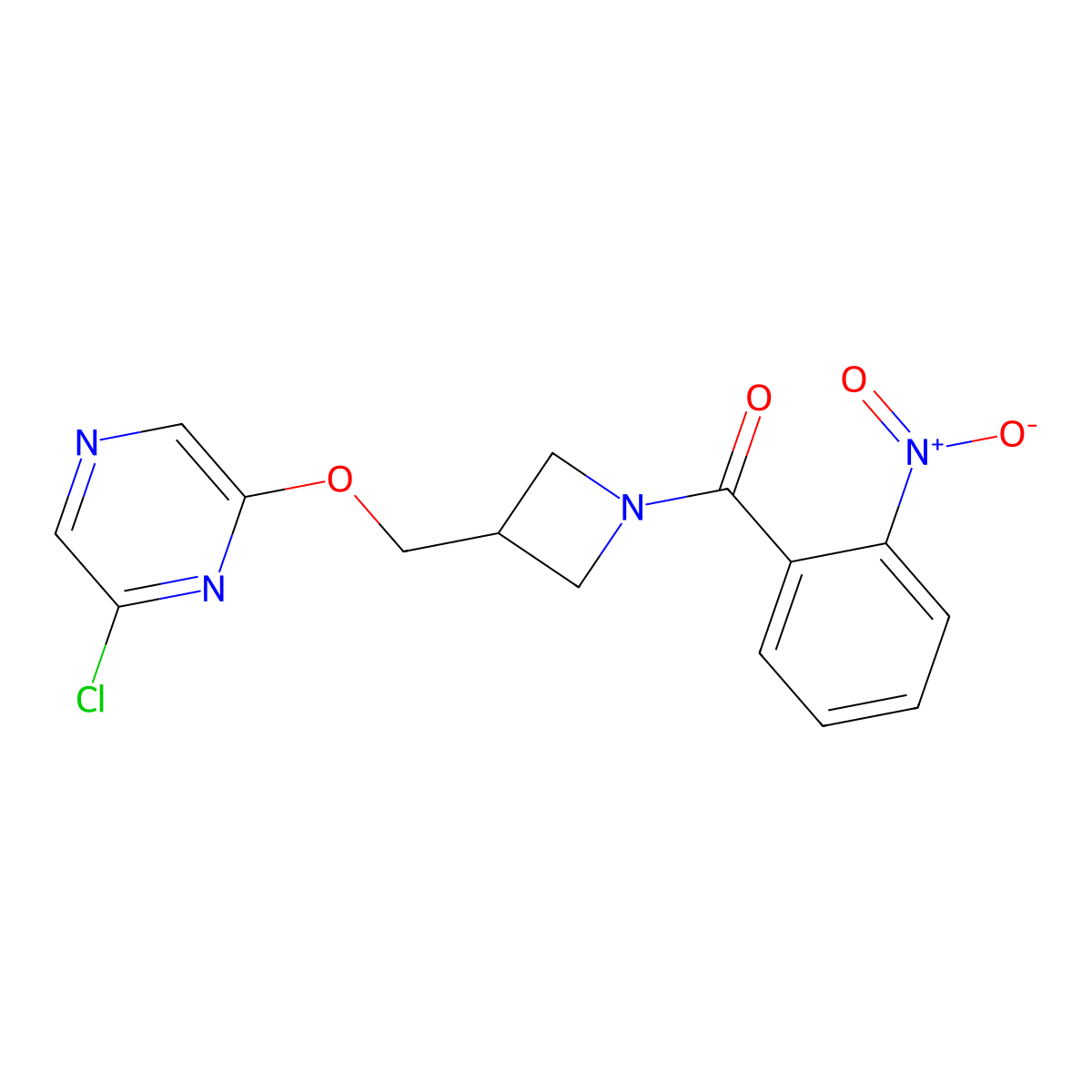 2-Chloro-6-{[1-(2-nitrobenzoyl)azetidin-3-yl]methoxy}pyrazine molecular structure, CAS 3054588-28-9