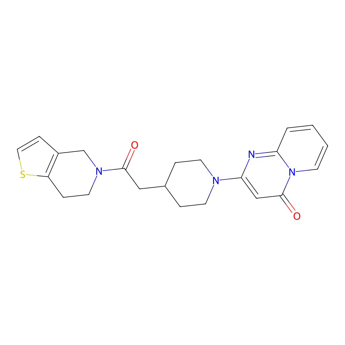 2-[4-(2-oxo-2-{4H,5H,6H,7H-thieno[3,2-c]pyridin-5-yl}ethyl)piperidin-1-yl]-4H-pyrido[1,2-a]pyrimidin-4-one molecular structure, CAS 3054588-29-0
