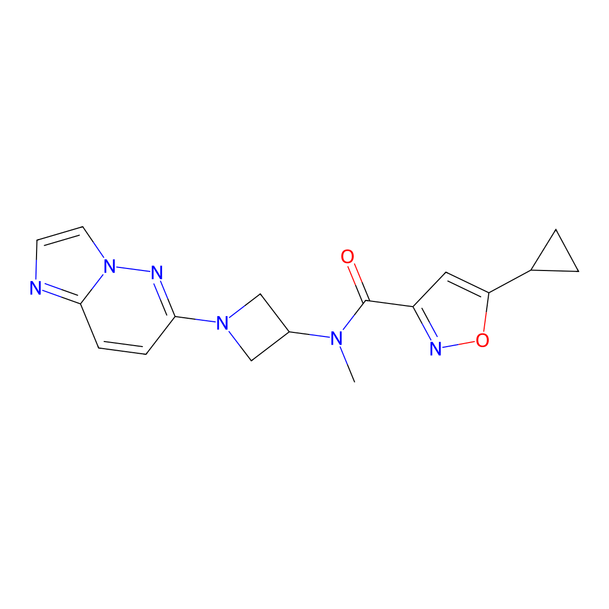 5-cyclopropyl-N-(1-{imidazo[1,2-b]pyridazin-6-yl}azetidin-3-yl)-N-methyl-1,2-oxazole-3-carboxamide molecular structure, CAS 3054588-43-8