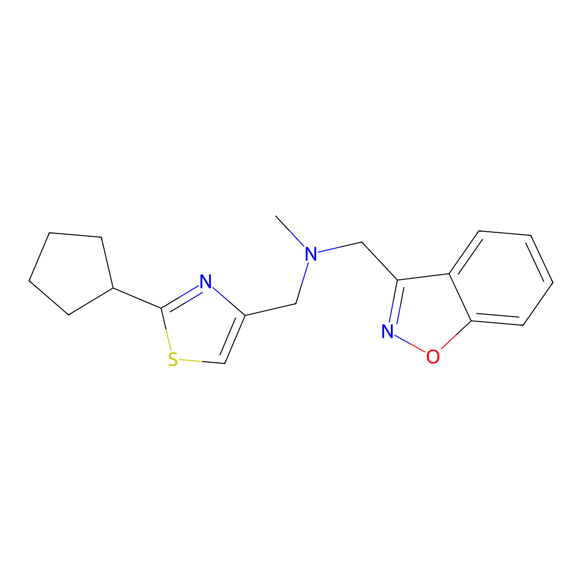 [(1,2-Benzoxazol-3-yl)methyl][(2-cyclopentyl-1,3-thiazol-4-yl)methyl]methylamine molecular structure, CAS 3054588-44-9