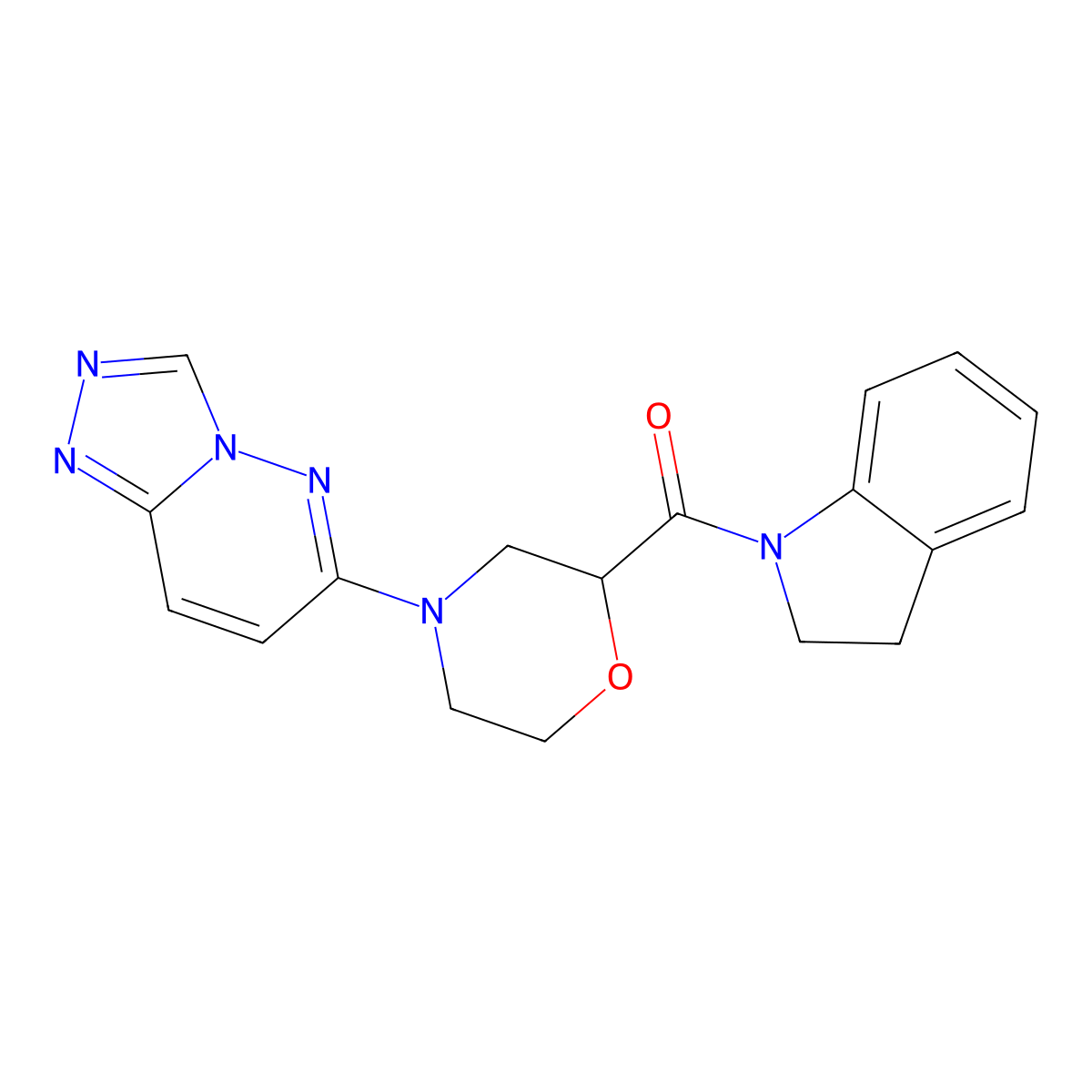 1-(4-{[1,2,4]triazolo[4,3-b]pyridazin-6-yl}morpholine-2-carbonyl)-2,3-dihydro-1H-indole molecular structure, CAS 3054588-45-0