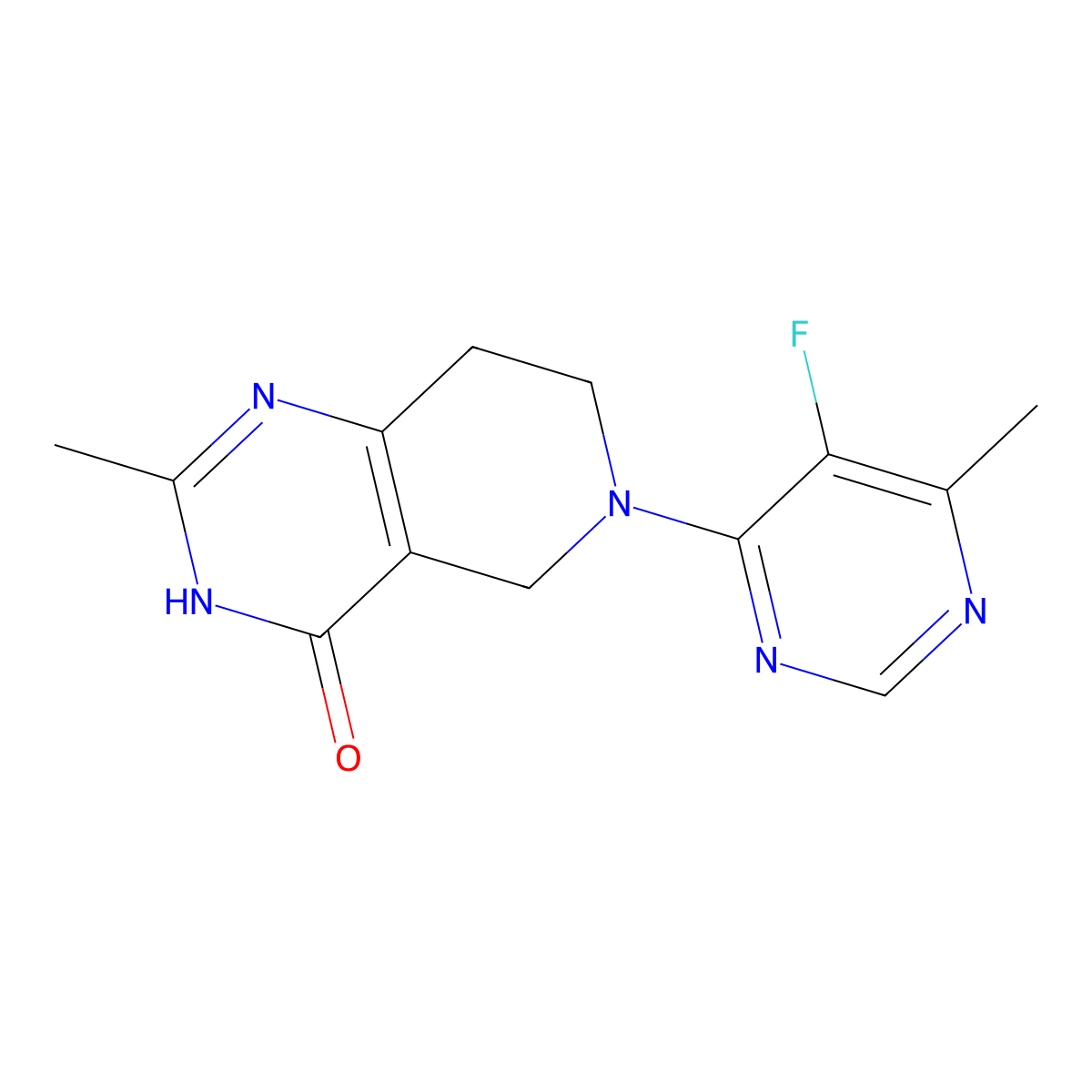 6-(5-fluoro-6-methylpyrimidin-4-yl)-2-methyl-3H,4H,5H,6H,7H,8H-pyrido[4,3-d]pyrimidin-4-one molecular structure, CAS 3054588-48-3