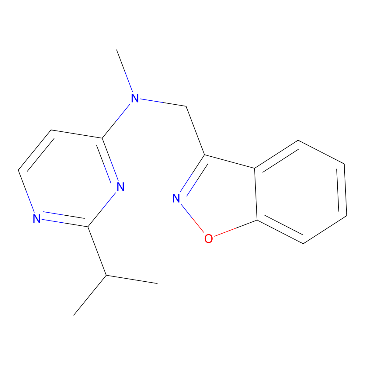 N-[(1,2-benzoxazol-3-yl)methyl]-N-methyl-2-(propan-2-yl)pyrimidin-4-amine molecular structure, CAS 3054588-53-0