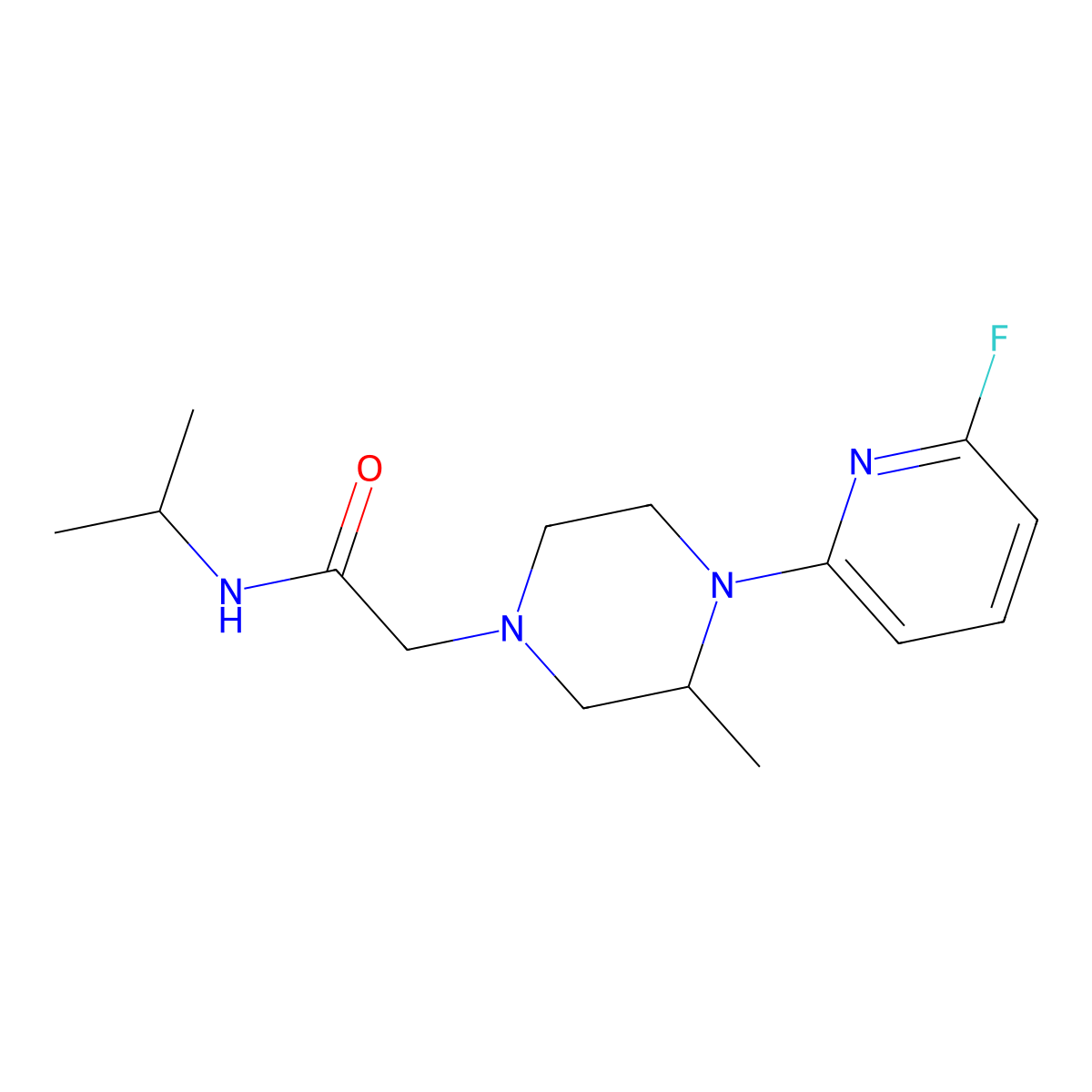 2-[4-(6-fluoropyridin-2-yl)-3-methylpiperazin-1-yl]-N-(propan-2-yl)acetamide molecular structure, CAS 3054588-62-1