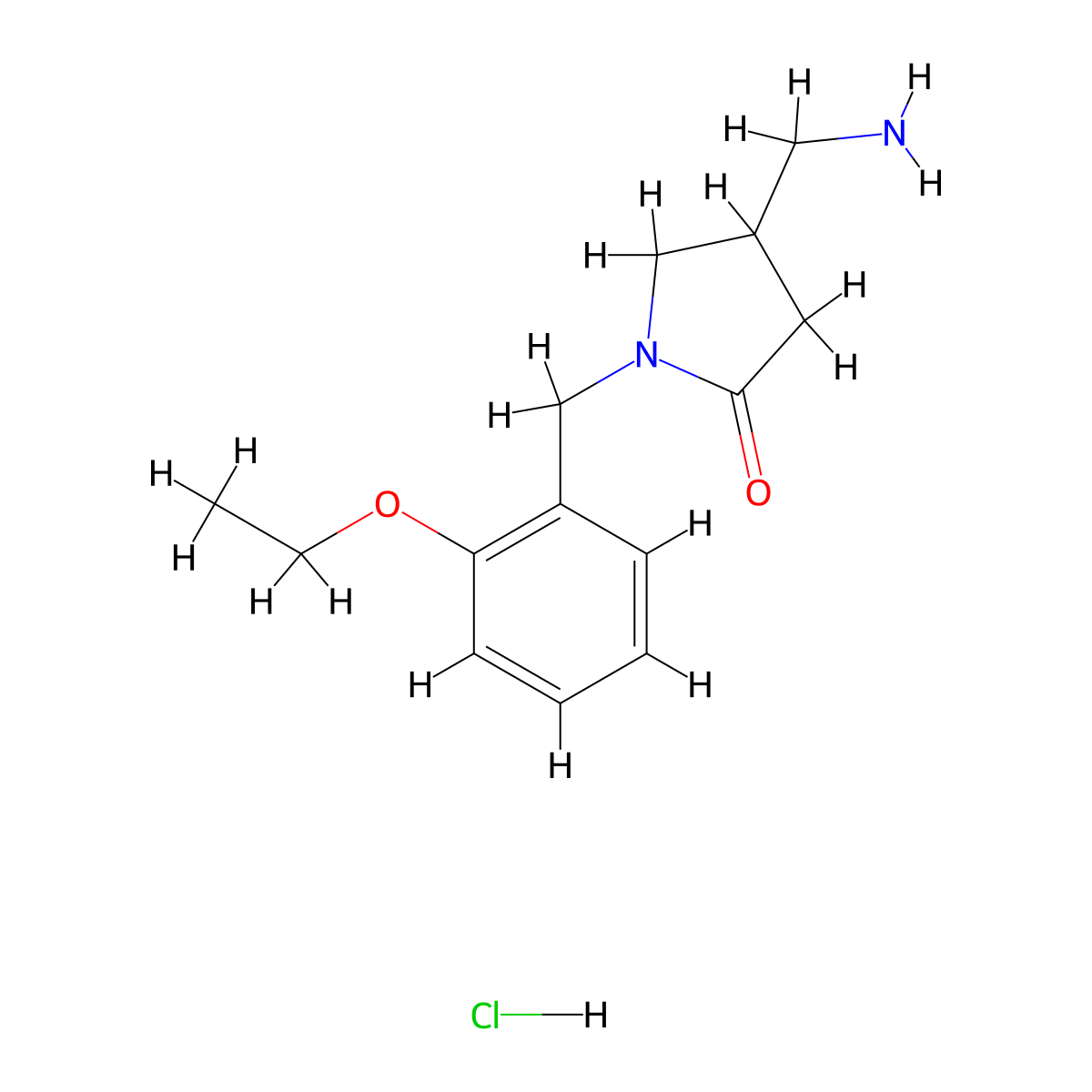 4-(Aminomethyl)-1-[(2-ethoxyphenyl)methyl]pyrrolidin-2-one hydrochloride molecular structure, CAS 3054588-65-4