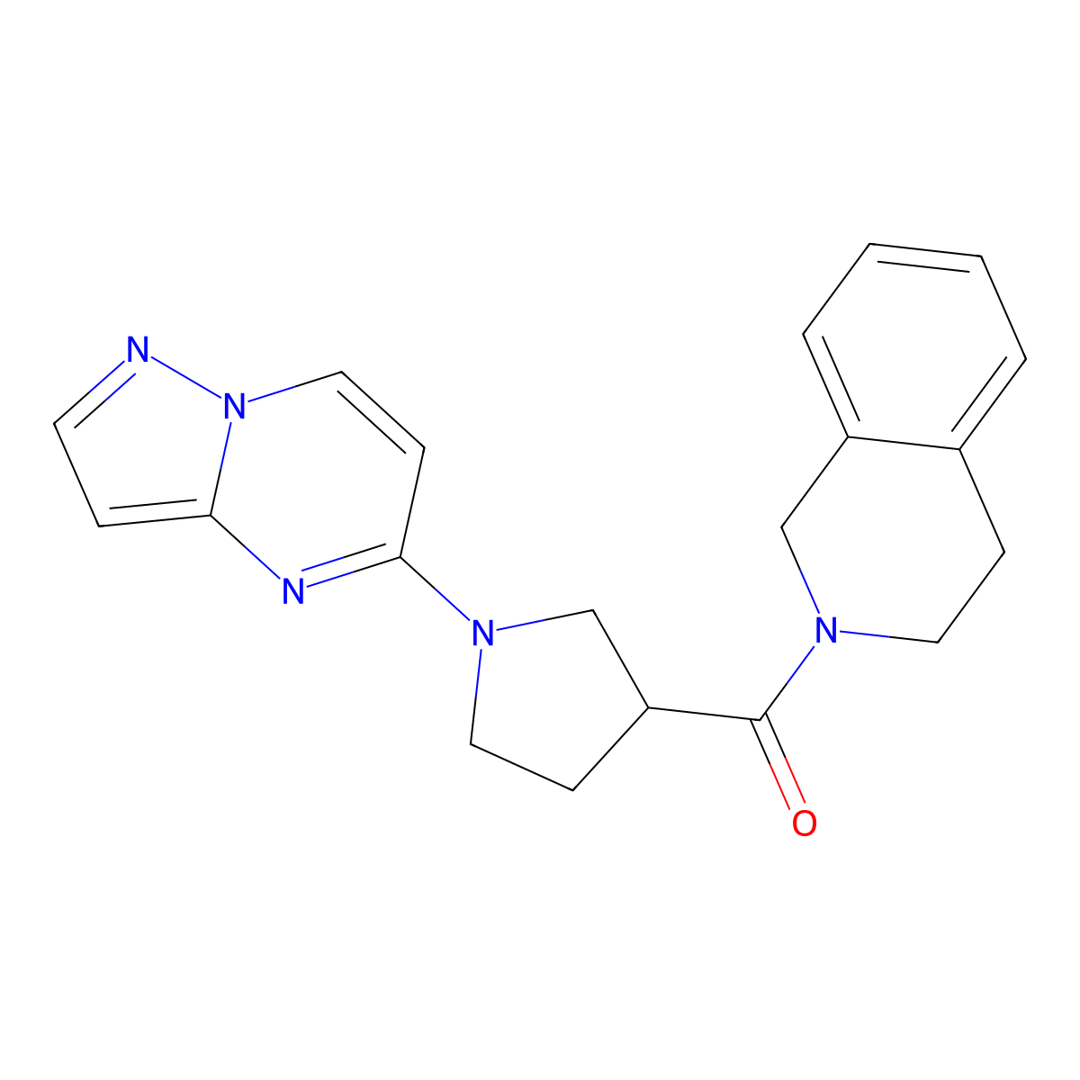 2-(1-{Pyrazolo[1,5-a]pyrimidin-5-yl}pyrrolidine-3-carbonyl)-1,2,3,4-tetrahydroisoquinoline molecular structure, CAS 3054588-66-5