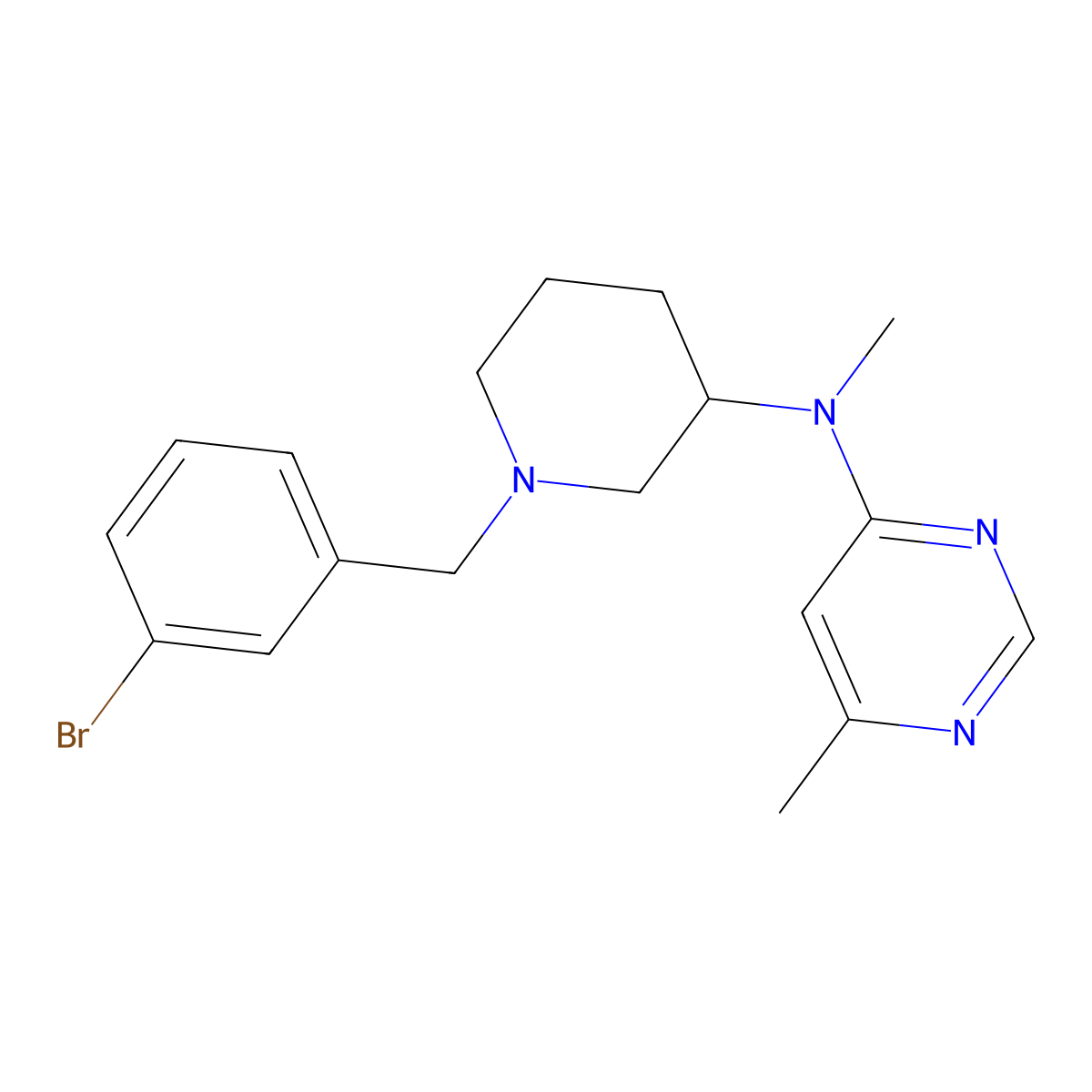 4-{3-[Cyclopropyl(pyrimidin-4-yl)amino]piperidin-1-yl}benzonitrile molecular structure, CAS 3054588-74-5