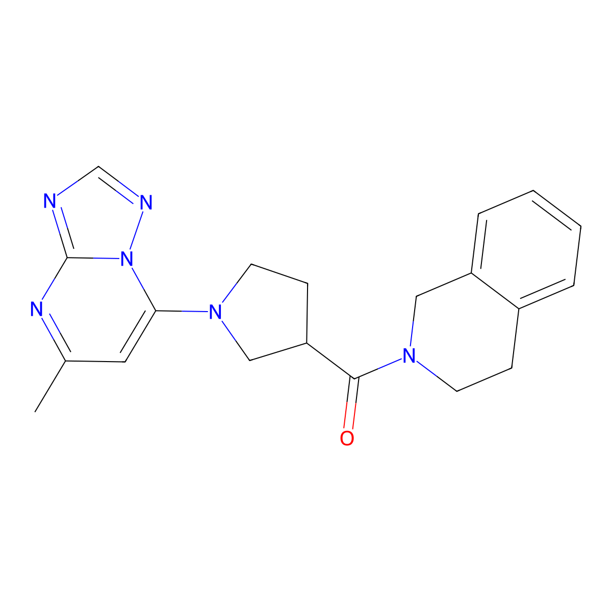 2-(1-{5-Methyl-[1,2,4]triazolo[1,5-a]pyrimidin-7-yl}pyrrolidine-3-carbonyl)-1,2,3,4-tetrahydroisoquinoline molecular structure, CAS 3054588-75-6