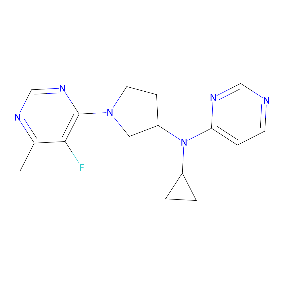 N-cyclopropyl-N-[1-(5-fluoro-6-methylpyrimidin-4-yl)pyrrolidin-3-yl]pyrimidin-4-amine molecular structure, CAS 3054588-78-9