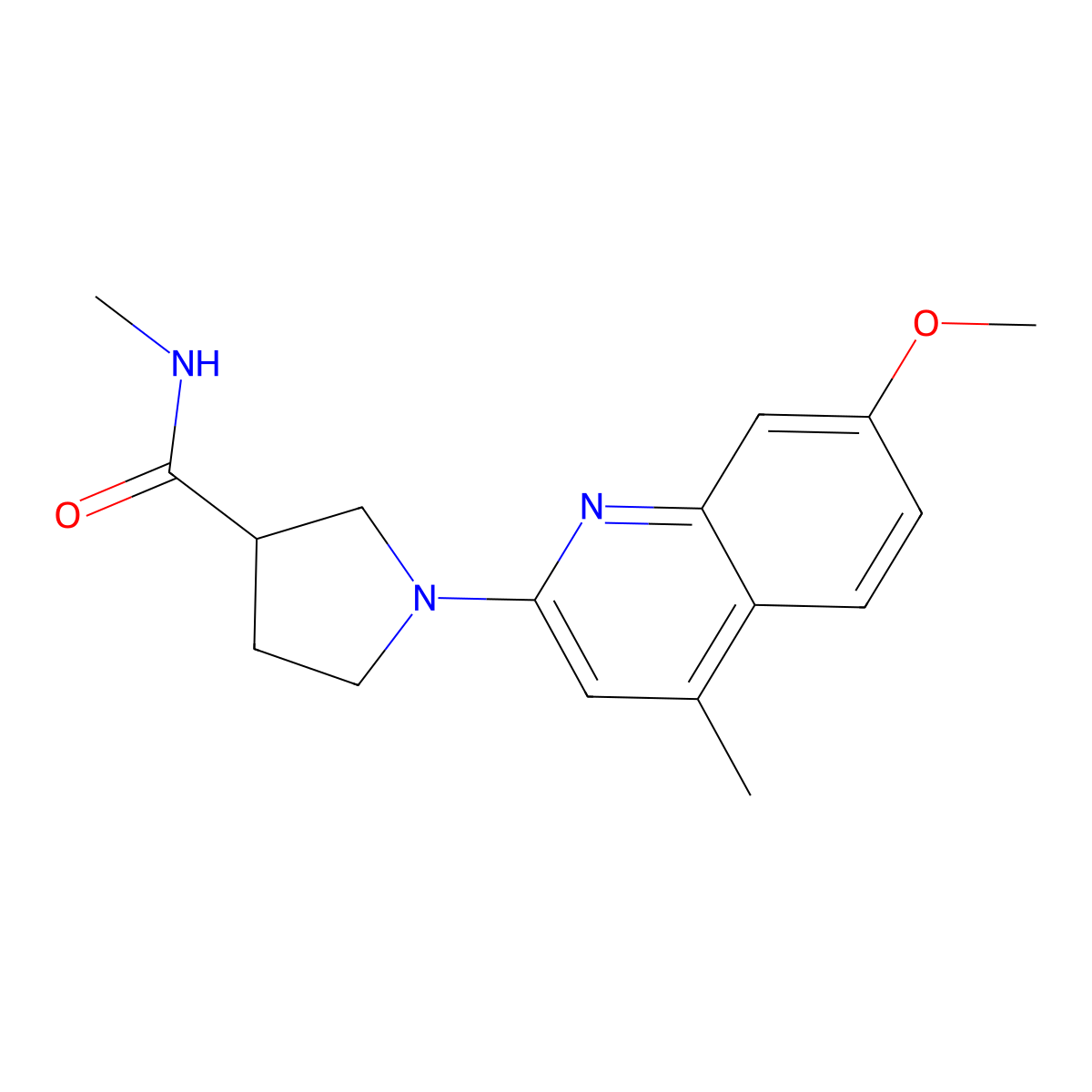 1-(7-methoxy-4-methylquinolin-2-yl)-N-methylpyrrolidine-3-carboxamide molecular structure, CAS 3054588-83-6