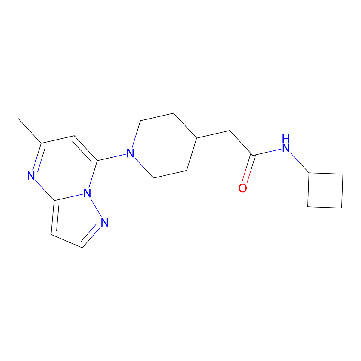 N-cyclobutyl-2-(1-{5-methylpyrazolo[1,5-a]pyrimidin-7-yl}piperidin-4-yl)acetamide molecular structure, CAS 3054588-86-9