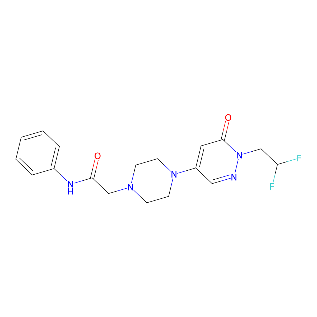 2-{4-[1-(2,2-difluoroethyl)-6-oxo-1,6-dihydropyridazin-4-yl]piperazin-1-yl}-N-phenylacetamide molecular structure, CAS 3054588-89-2