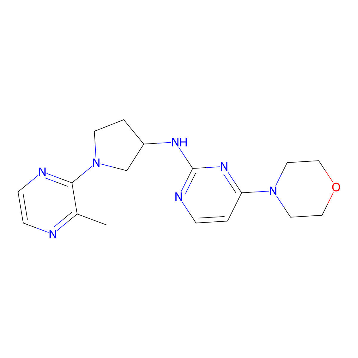 N-[1-(3-methylpyrazin-2-yl)pyrrolidin-3-yl]-4-(morpholin-4-yl)pyrimidin-2-amine molecular structure, CAS 3054588-90-5