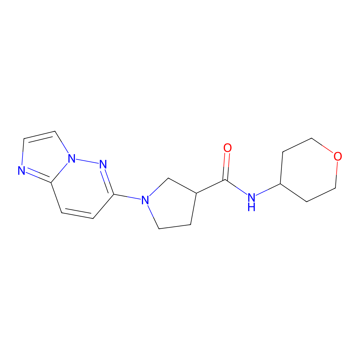 1-{imidazo[1,2-b]pyridazin-6-yl}-N-(oxan-4-yl)pyrrolidine-3-carboxamide molecular structure, CAS 3054588-93-8