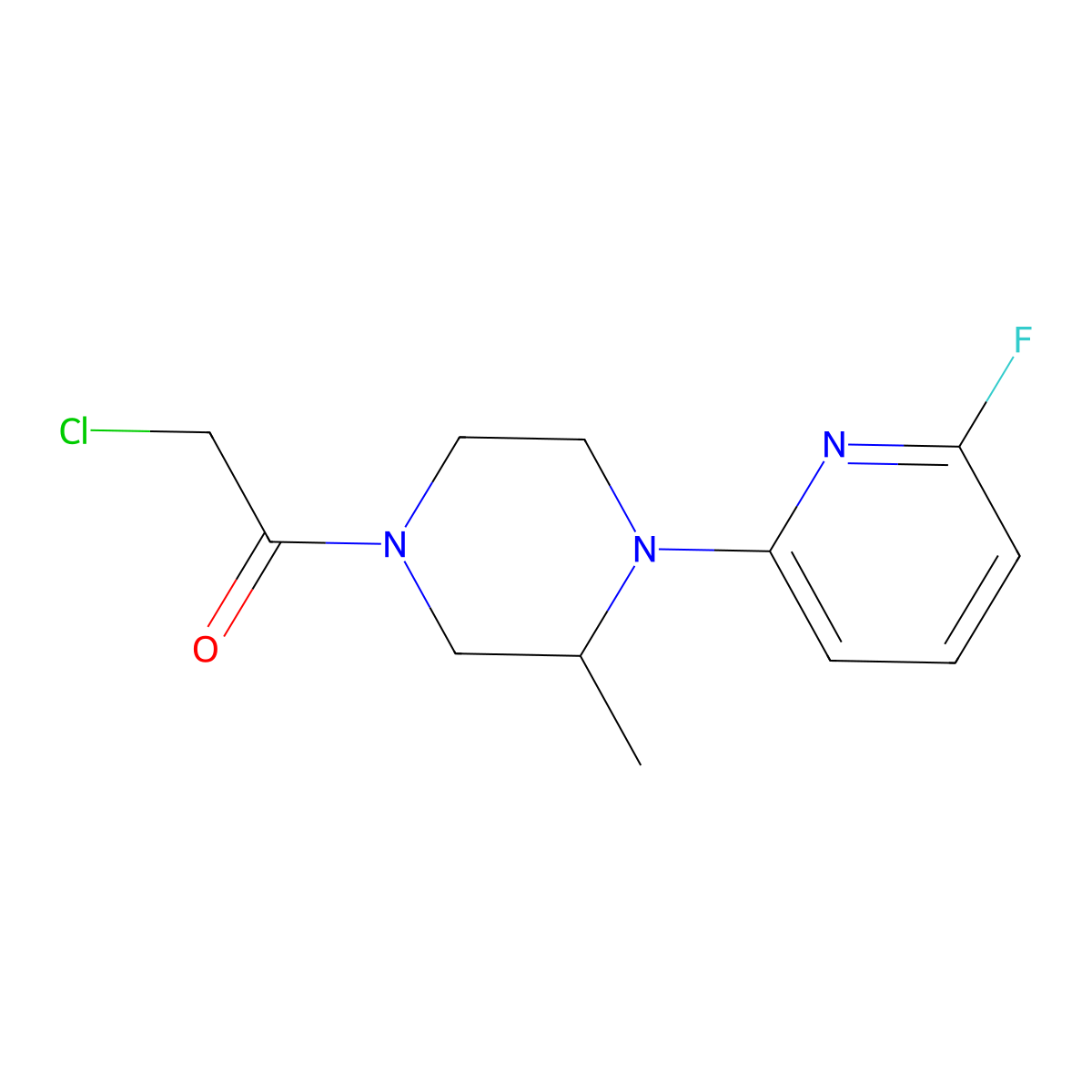2-Chloro-1-[4-(6-fluoropyridin-2-yl)-3-methylpiperazin-1-yl]ethanone molecular structure, CAS 3054588-97-2