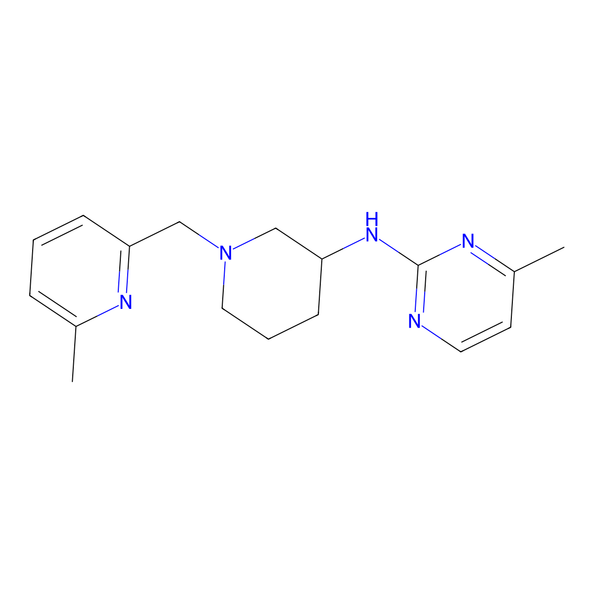 4-methyl-N-{1-[(6-methylpyridin-2-yl)methyl]piperidin-3-yl}pyrimidin-2-amine molecular structure, CAS 3054588-99-4