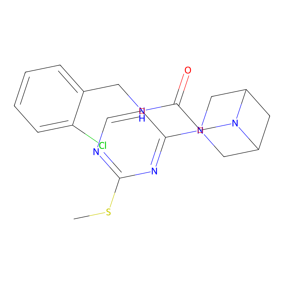 N-[(2-chlorophenyl)methyl]-2-{3-[2-(methylsulfanyl)pyrimidin-4-yl]-3,6-diazabicyclo[3.1.1]heptan-6-yl}acetamide molecular structure, CAS 3054589-04-4