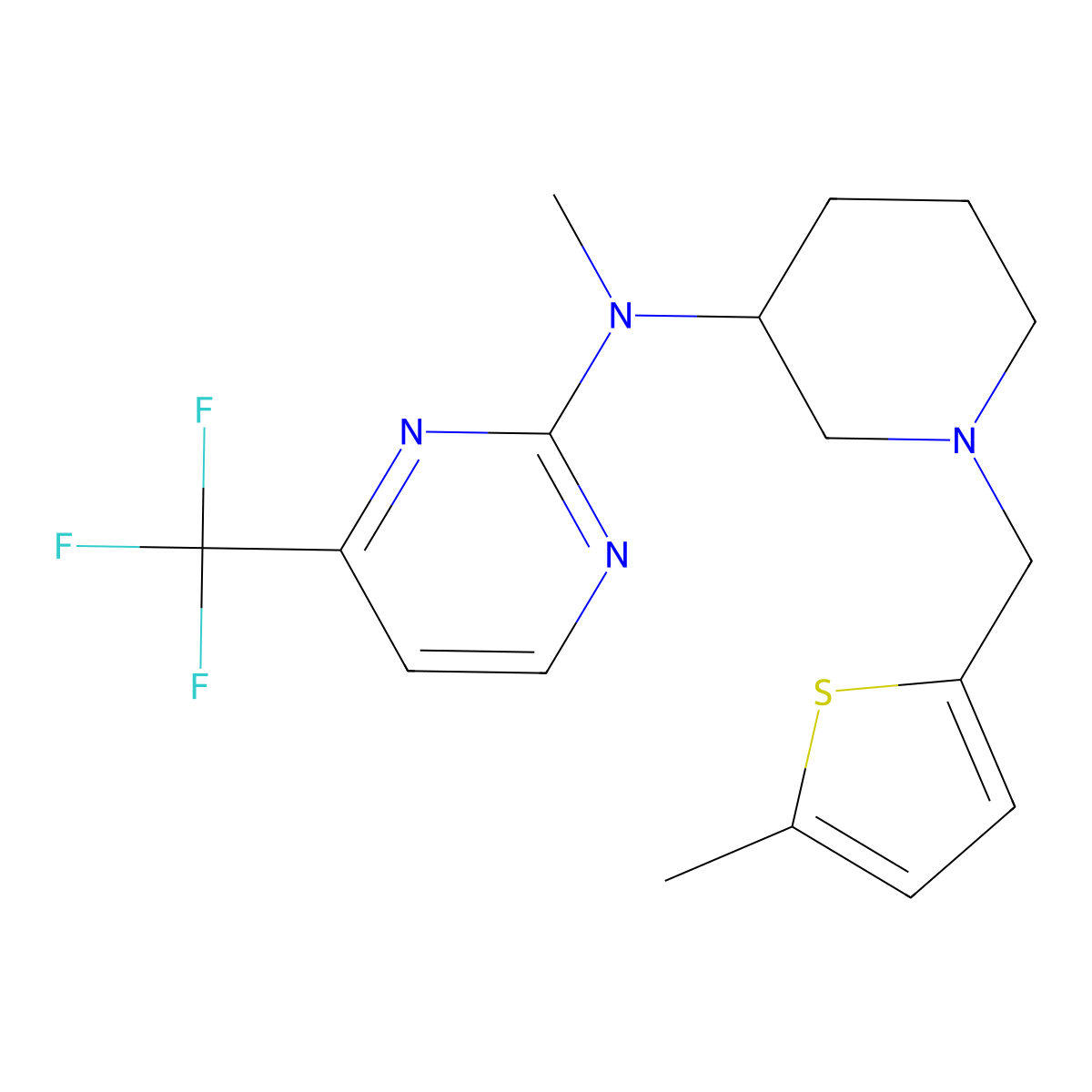 N-methyl-N-{1-[(5-methylthiophen-2-yl)methyl]piperidin-3-yl}-4-(trifluoromethyl)pyrimidin-2-amine molecular structure, CAS 3054589-06-6