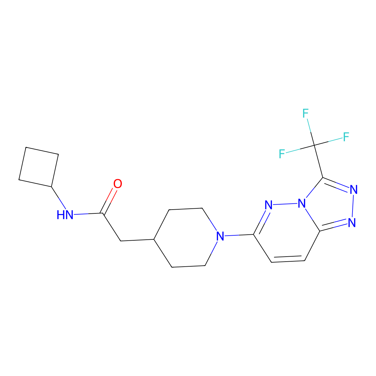 N-cyclobutyl-2-{1-[3-(trifluoromethyl)-[1,2,4]triazolo[4,3-b]pyridazin-6-yl]piperidin-4-yl}acetamide molecular structure, CAS 3054589-09-9