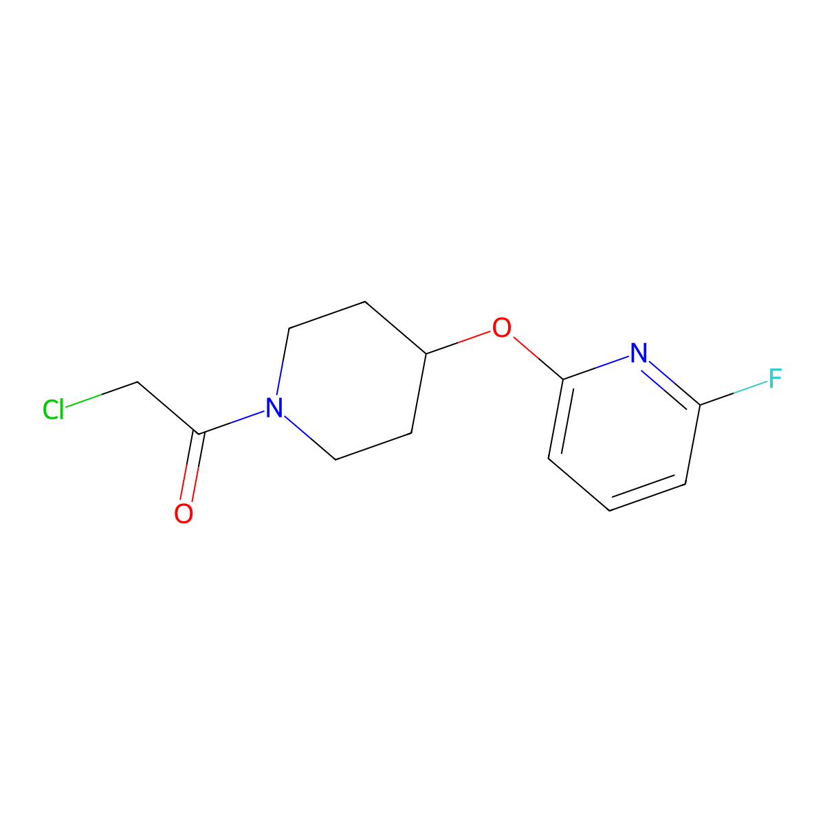 2-Chloro-1-{4-[(6-fluoropyridin-2-yl)oxy]piperidin-1-yl}ethan-1-one molecular structure, CAS 3054589-12-4