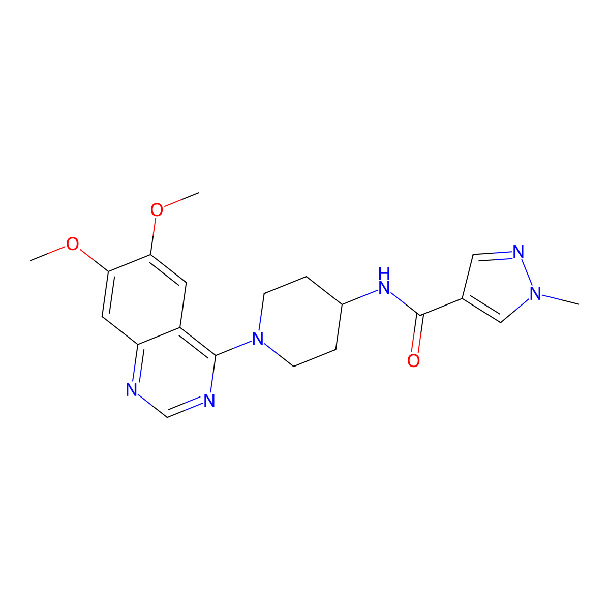N-[1-(6,7-dimethoxyquinazolin-4-yl)piperidin-4-yl]-1-methyl-1H-pyrazole-4-carboxamide molecular structure, CAS 3054589-13-5