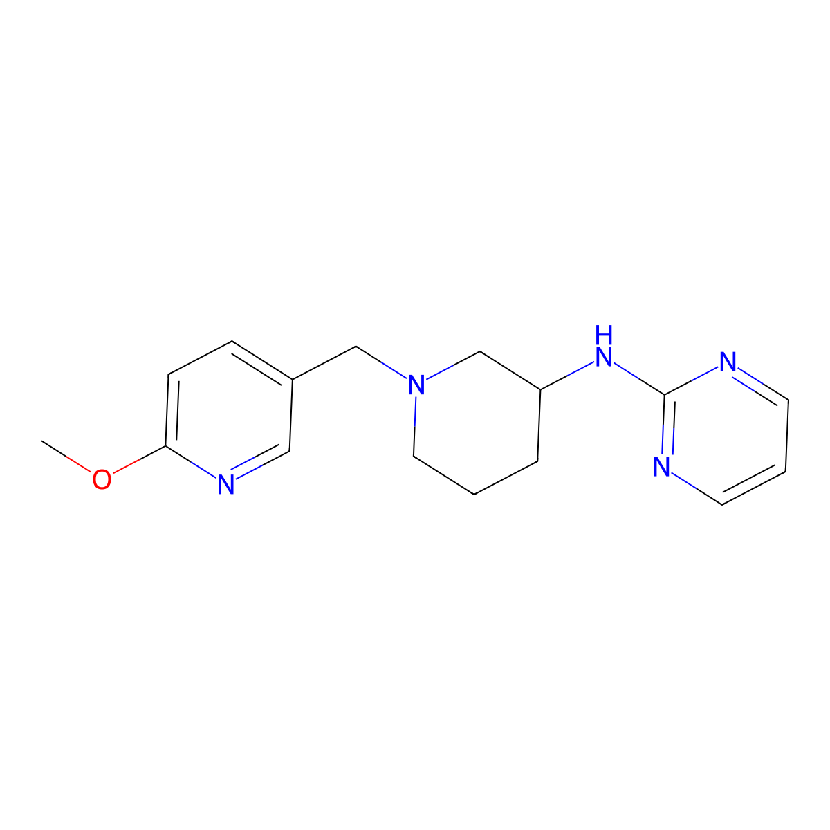 N-{1-[(6-methoxypyridin-3-yl)methyl]piperidin-3-yl}pyrimidin-2-amine molecular structure, CAS 3054589-17-9