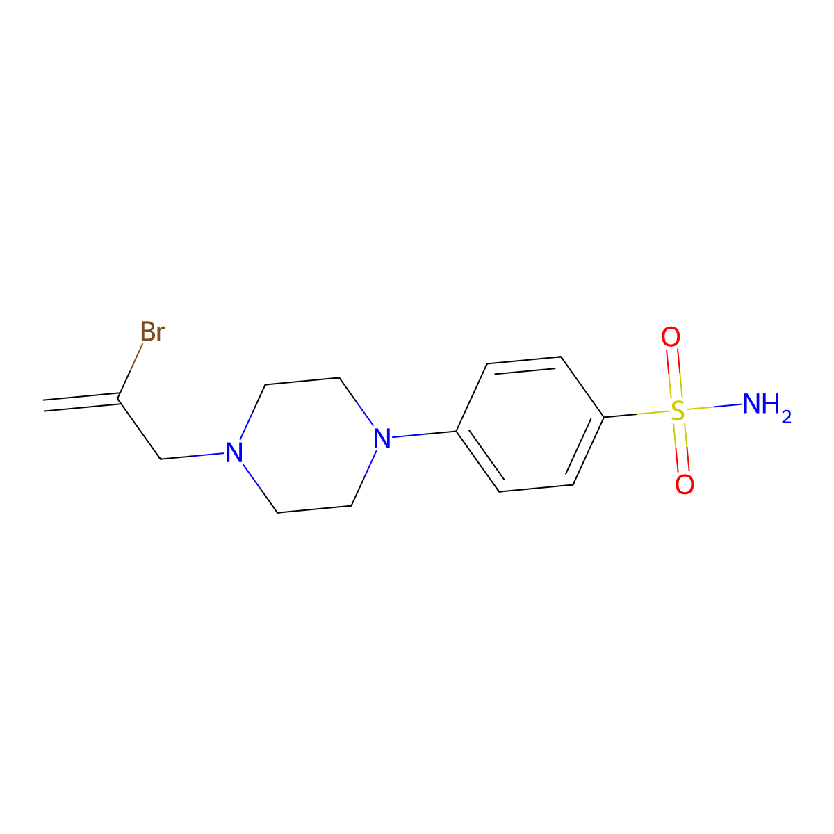 4-[4-(2-Bromoprop-2-en-1-yl)piperazin-1-yl]benzene-1-sulfonamide molecular structure, CAS 3054589-20-4