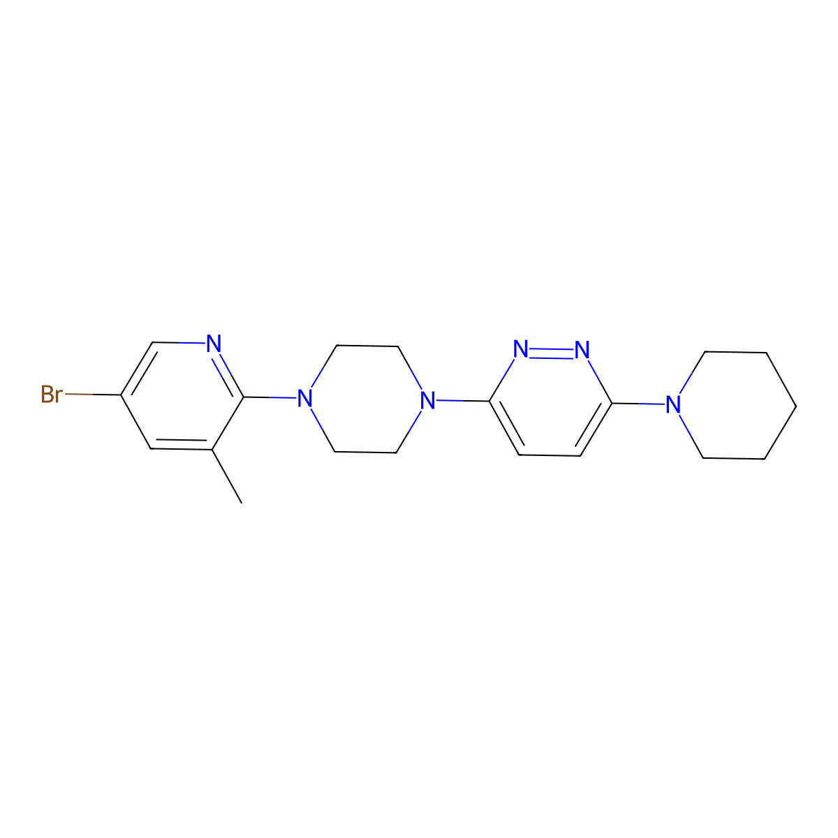 3-[4-(5-Bromo-3-methylpyridin-2-yl)piperazin-1-yl]-6-(piperidin-1-yl)pyridazine molecular structure, CAS 3054589-22-6