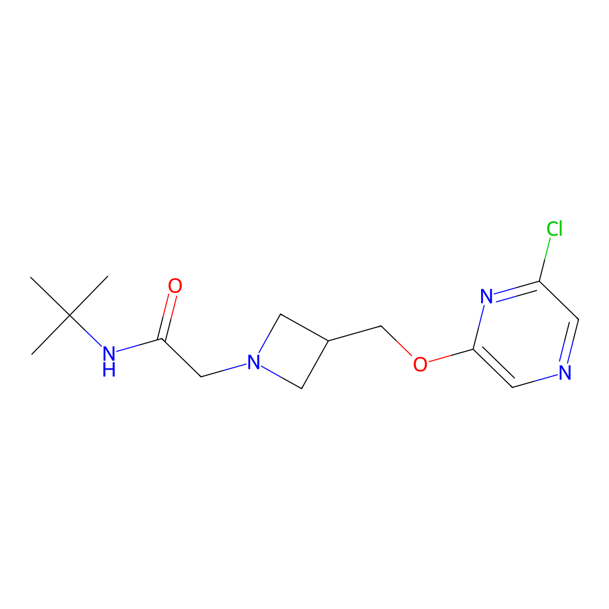 N-tert-butyl-2-(3-{[(6-chloropyrazin-2-yl)oxy]methyl}azetidin-1-yl)acetamide molecular structure, CAS 3054589-27-1