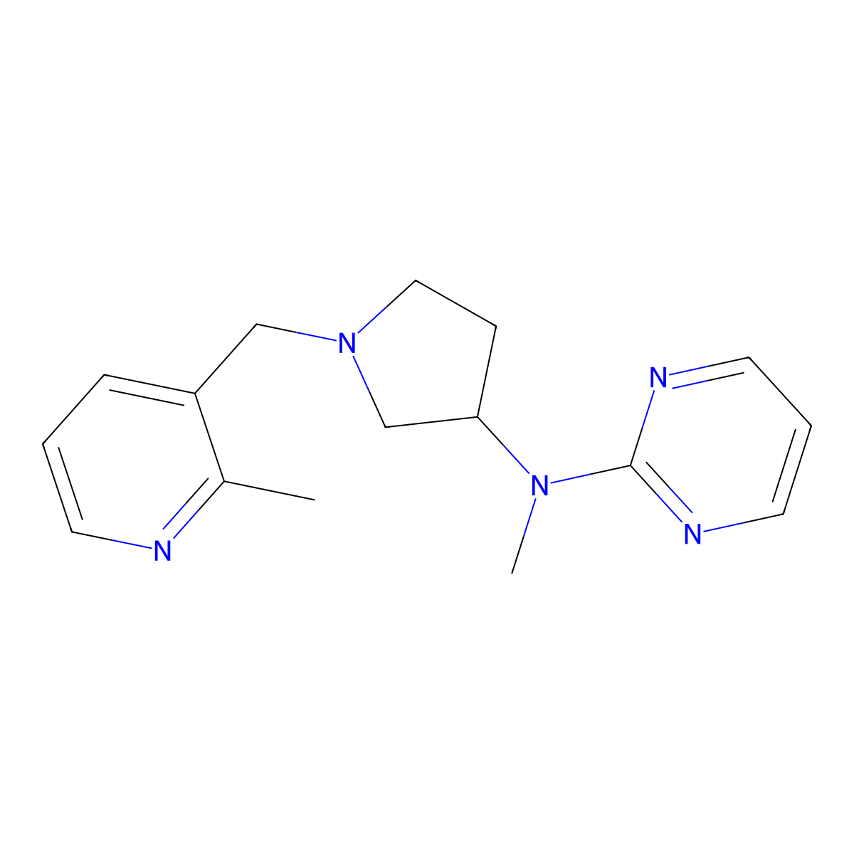 N-methyl-N-{1-[(2-methylpyridin-3-yl)methyl]pyrrolidin-3-yl}pyrimidin-2-amine molecular structure, CAS 3054589-29-3