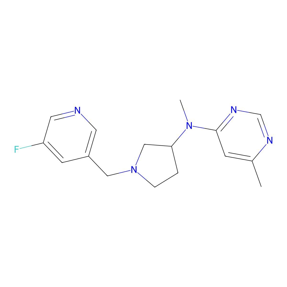 N-{1-[(5-fluoropyridin-3-yl)methyl]pyrrolidin-3-yl}-N,6-dimethylpyrimidin-4-amine molecular structure, CAS 3054589-35-1