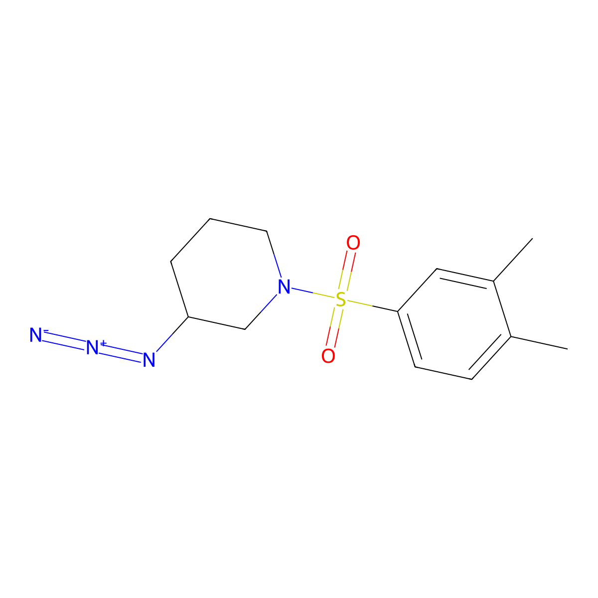 3-Azido-1-(3,4-dimethylbenzenesulfonyl)piperidine molecular structure, CAS 3054589-37-3