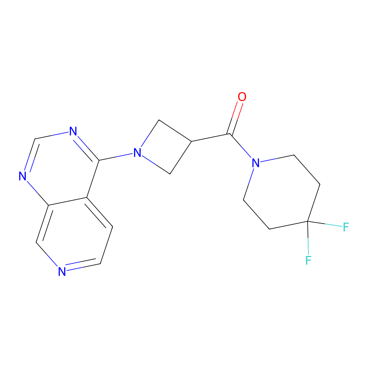4,4-Difluoro-1-(1-{pyrido[3,4-d]pyrimidin-4-yl}azetidine-3-carbonyl)piperidine molecular structure, CAS 3054589-38-4