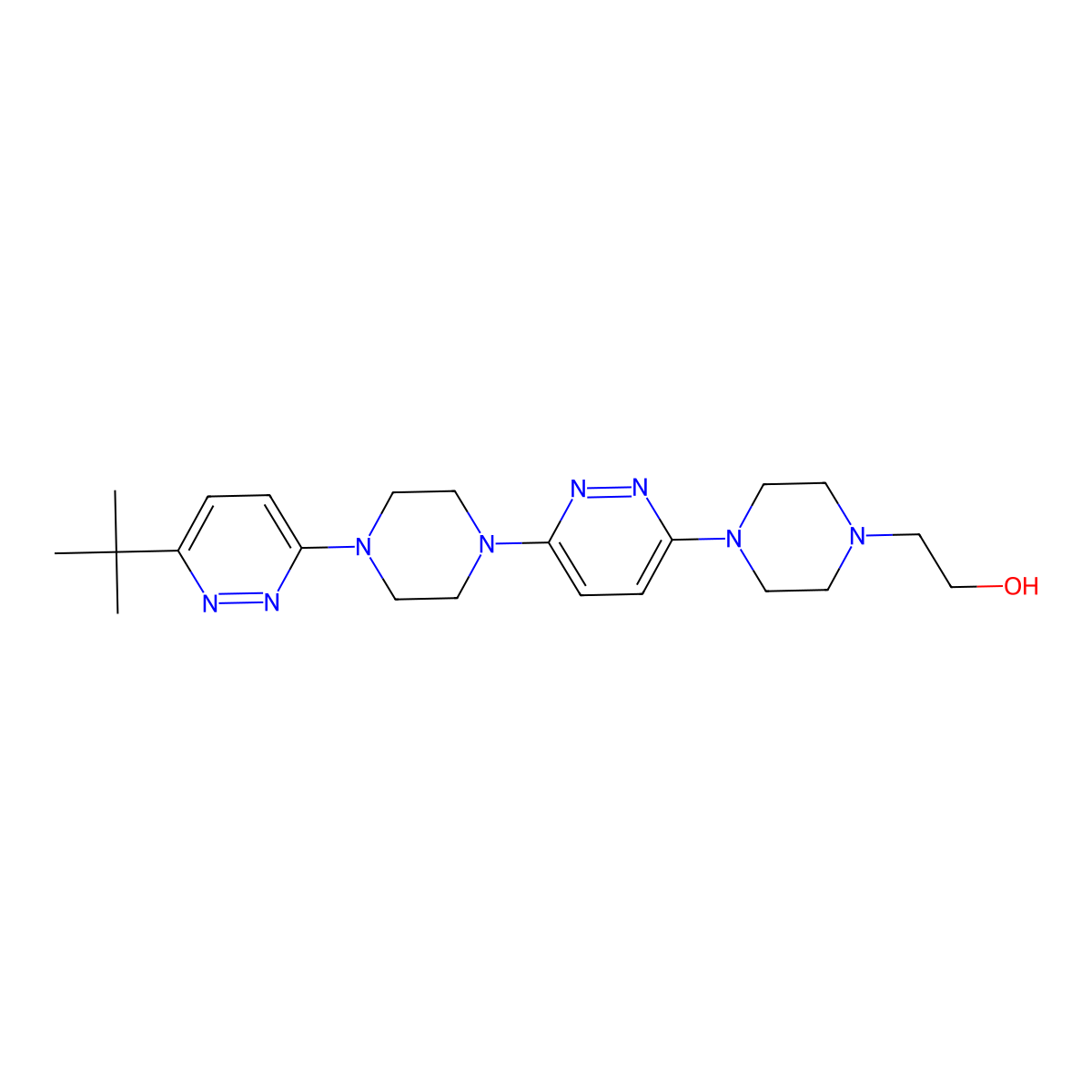 2-(4-{6-[4-(6-Tert-butylpyridazin-3-yl)piperazin-1-yl]pyridazin-3-yl}piperazin-1-yl)ethan-1-ol molecular structure, CAS 3054589-52-2