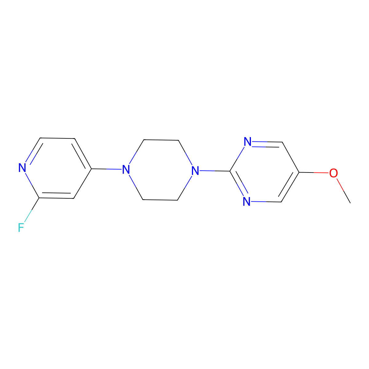 2-[4-(2-Fluoropyridin-4-yl)piperazin-1-yl]-5-methoxypyrimidine molecular structure, CAS 3054589-57-7