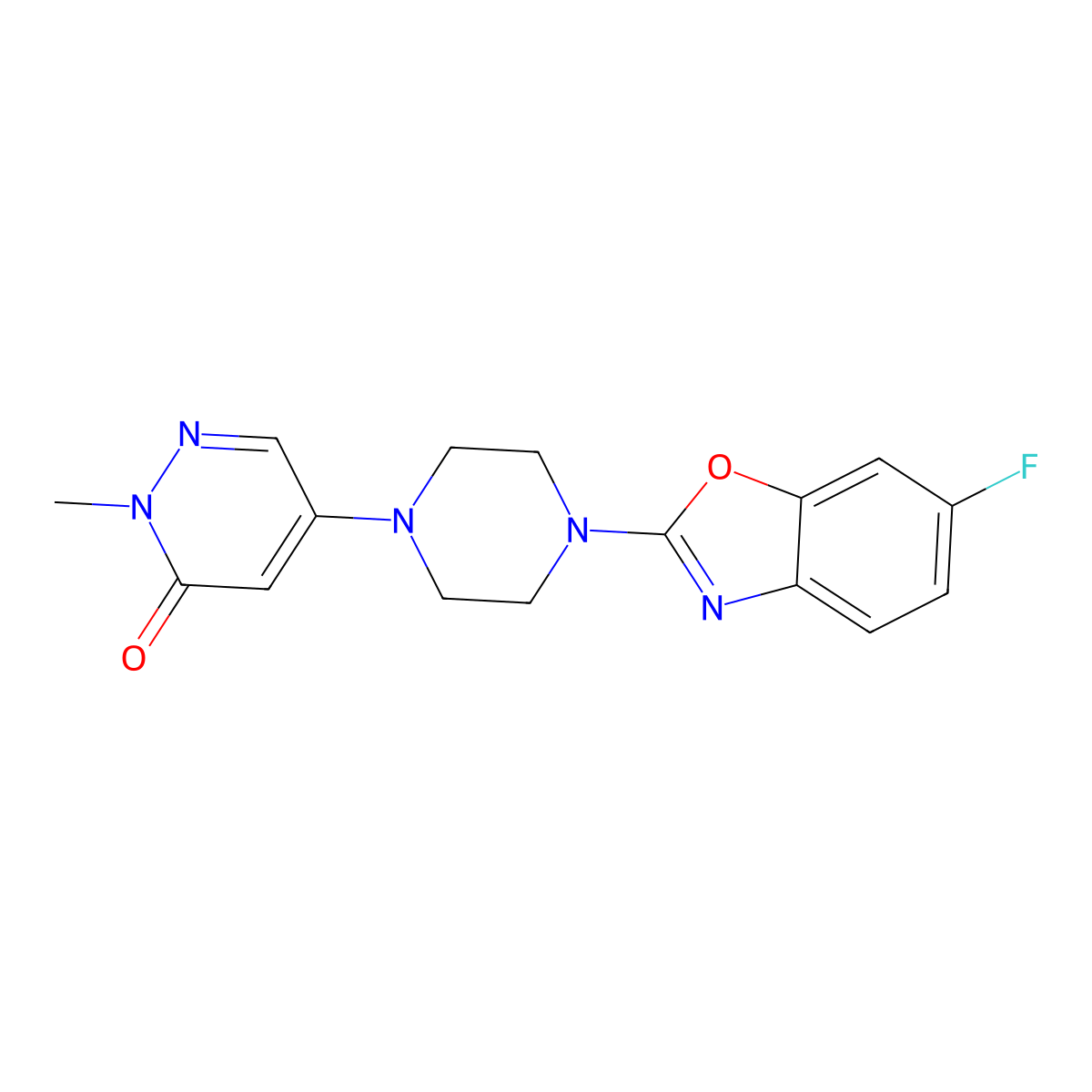 5-[4-(6-Fluoro-1,3-benzoxazol-2-yl)piperazin-1-yl]-2-methyl-2,3-dihydropyridazin-3-one molecular structure, CAS 3054589-62-4